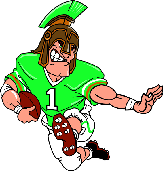 Spartan football player team mascot full color vinyl sports decal. Personalize on line. Spartan Football